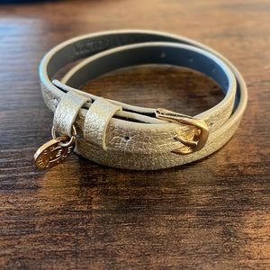 Victoria Emerson Gold Leather Bracelet